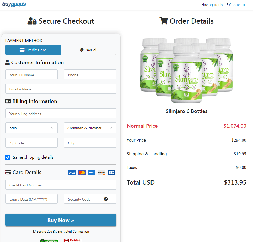 slimjaro purchase order form